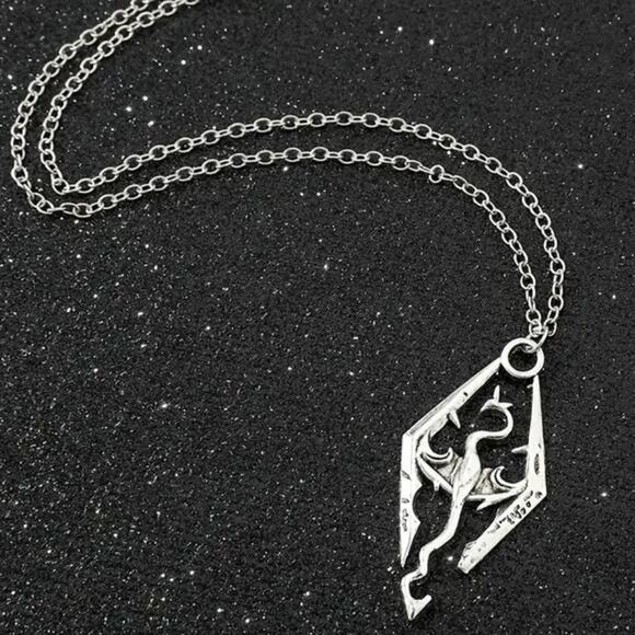Skyrim Necklace Elder Scrolls Imperial Dragon Symbol Christmas Birthday Gift NEW - Picture 4 of 5